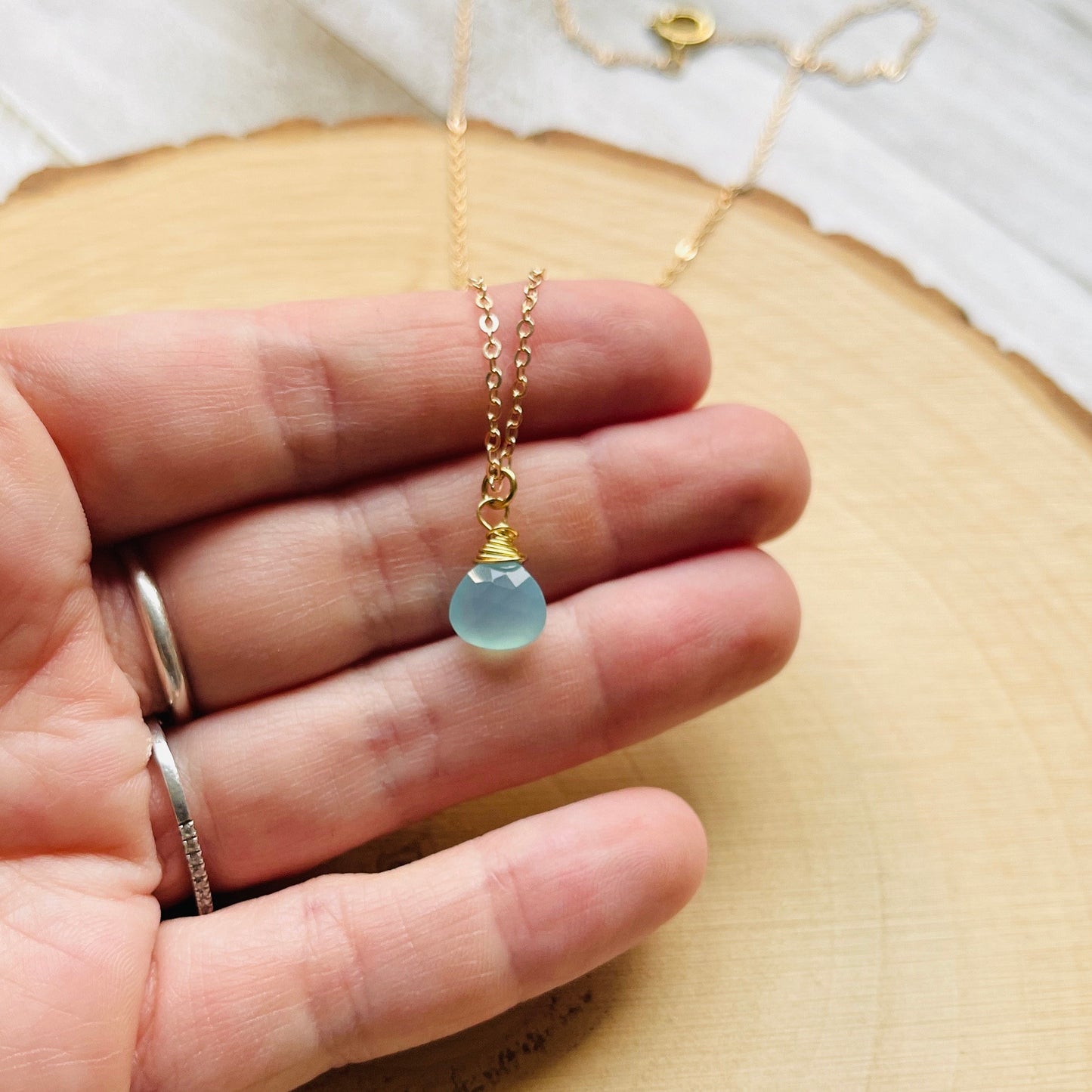 Aqua Chalcedony Necklace