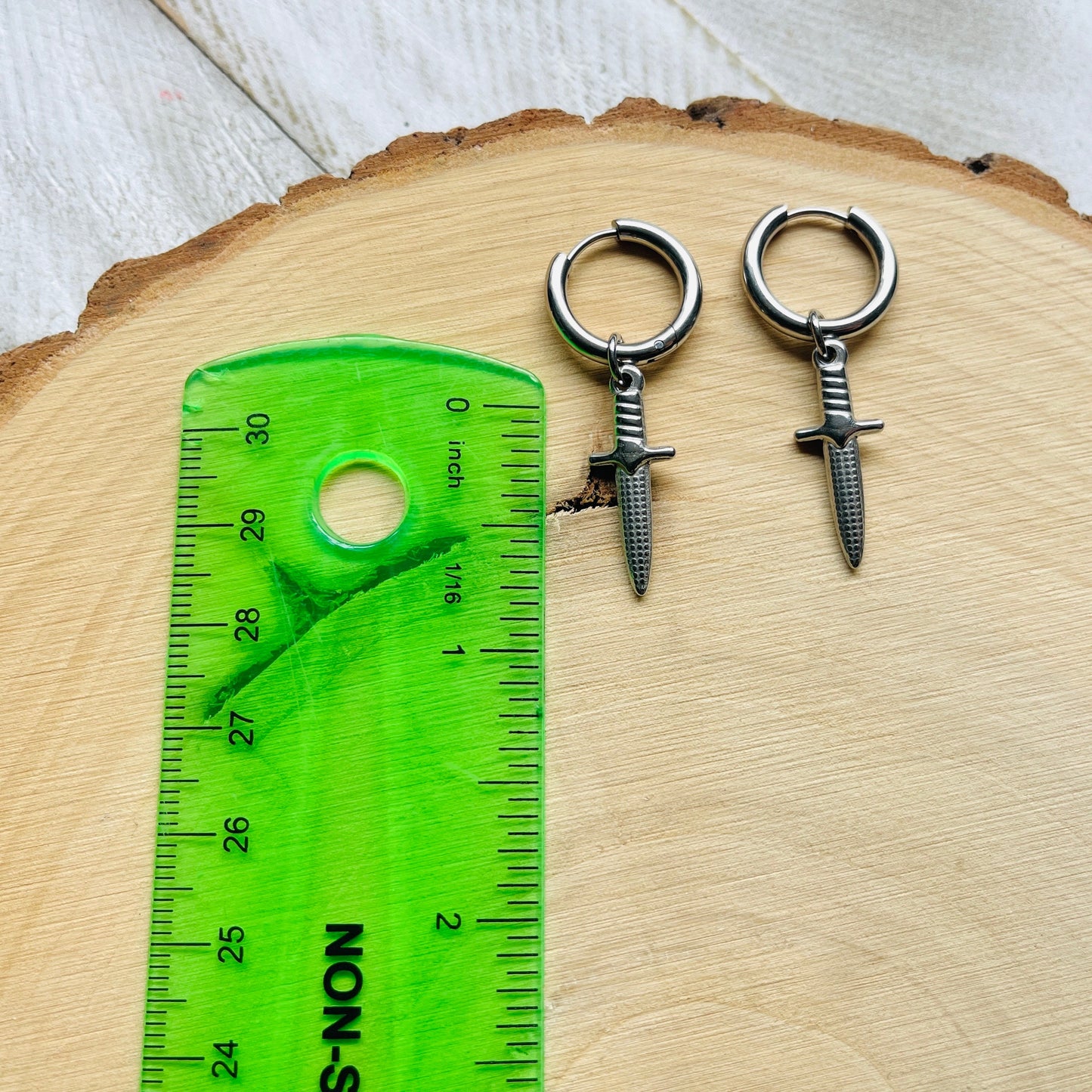Dagger Huggie Hoop Earrings