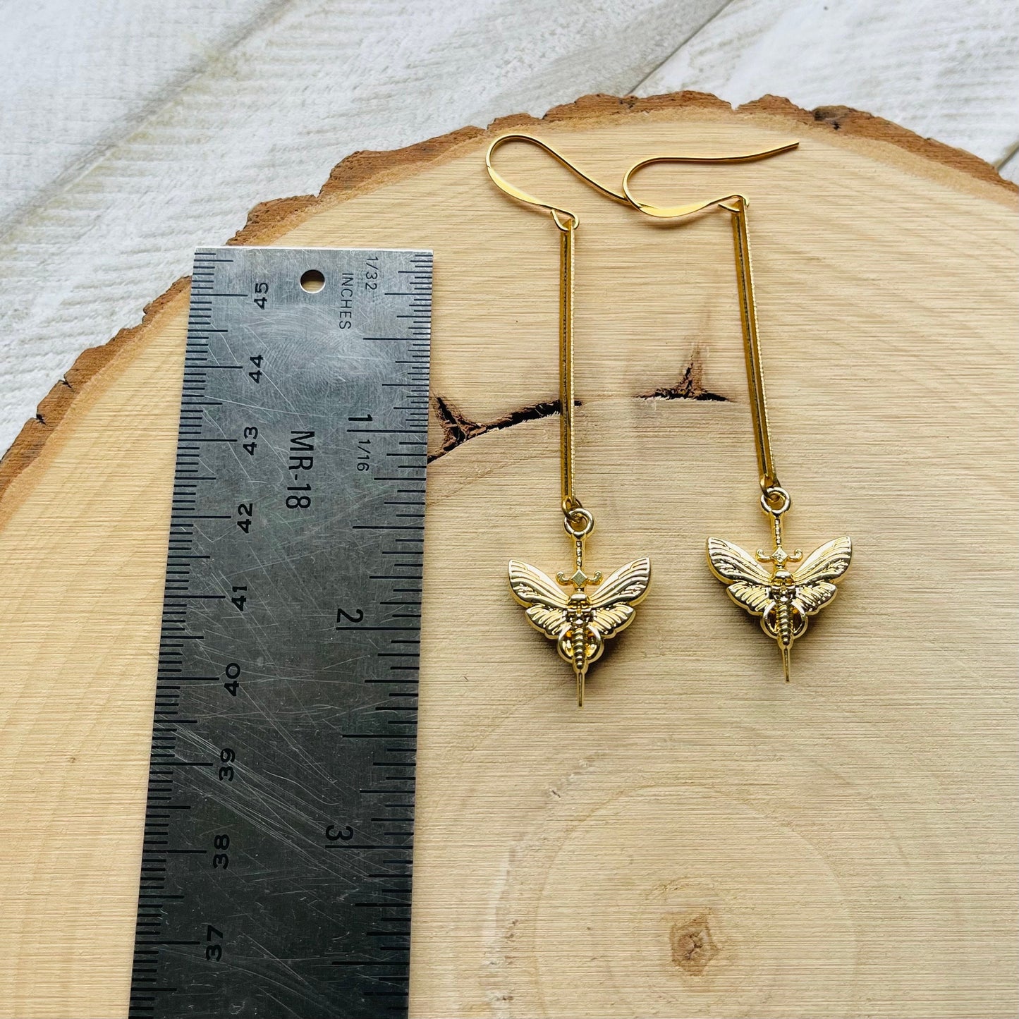 Brass Moth Earrings