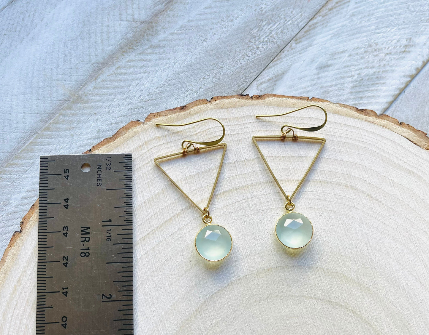 Triangle Chalcedony Earrings