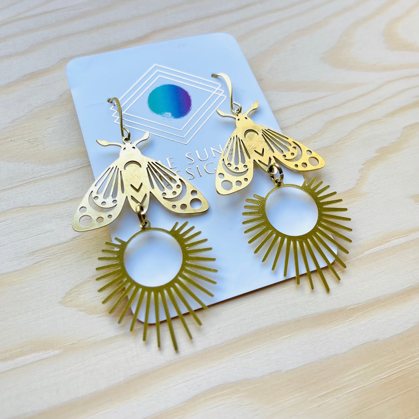 Brass Moth Earrings