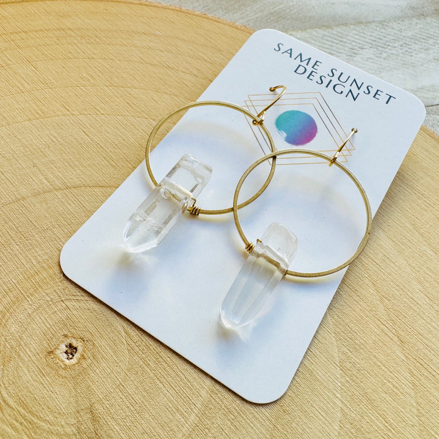 Raw Quartz Hoop Earrings