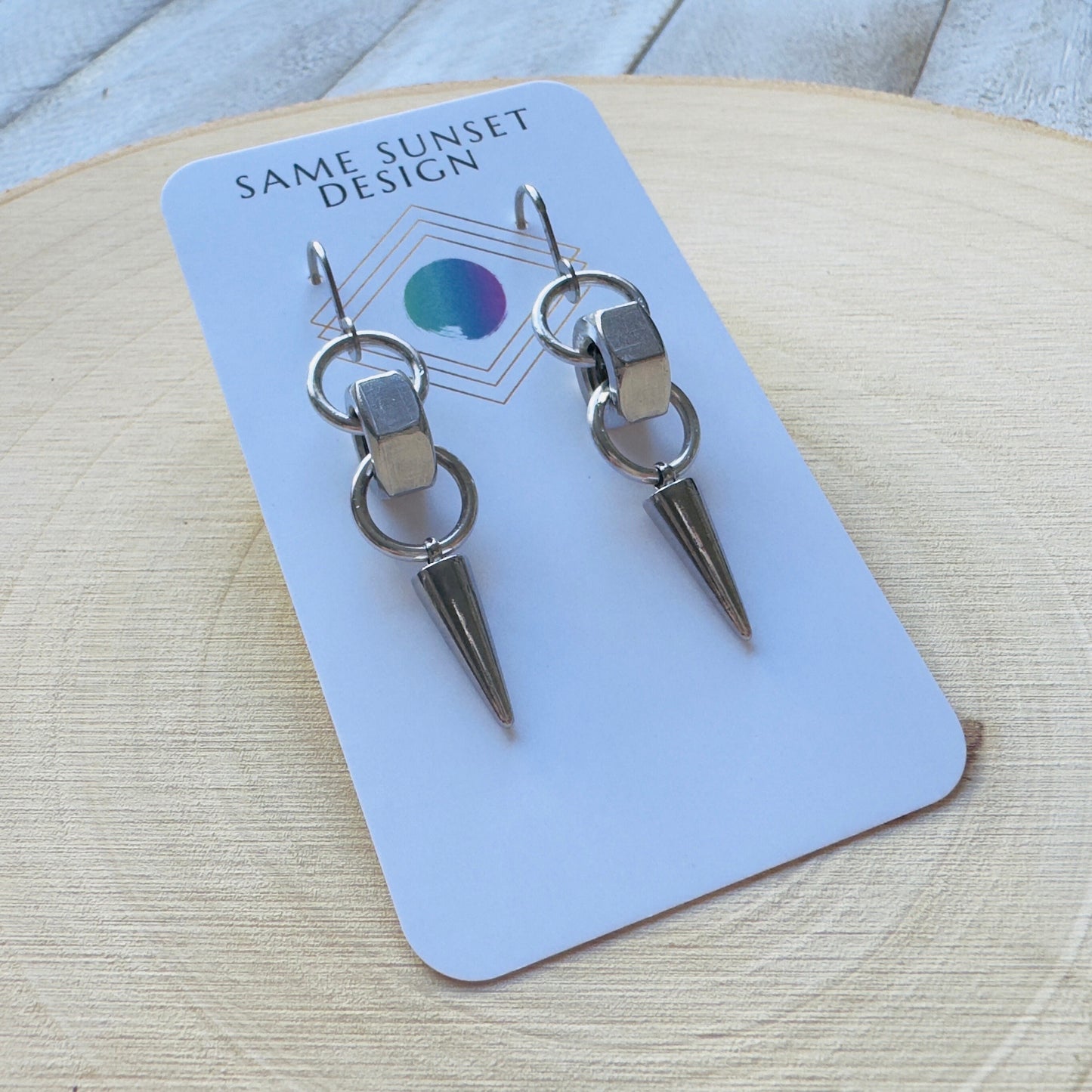 Hex Nut Spike Earrings