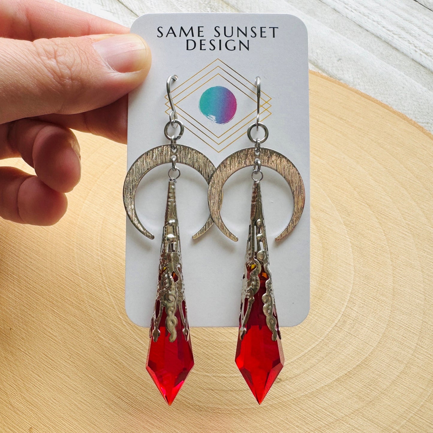 Red Moon Crystal Earrings