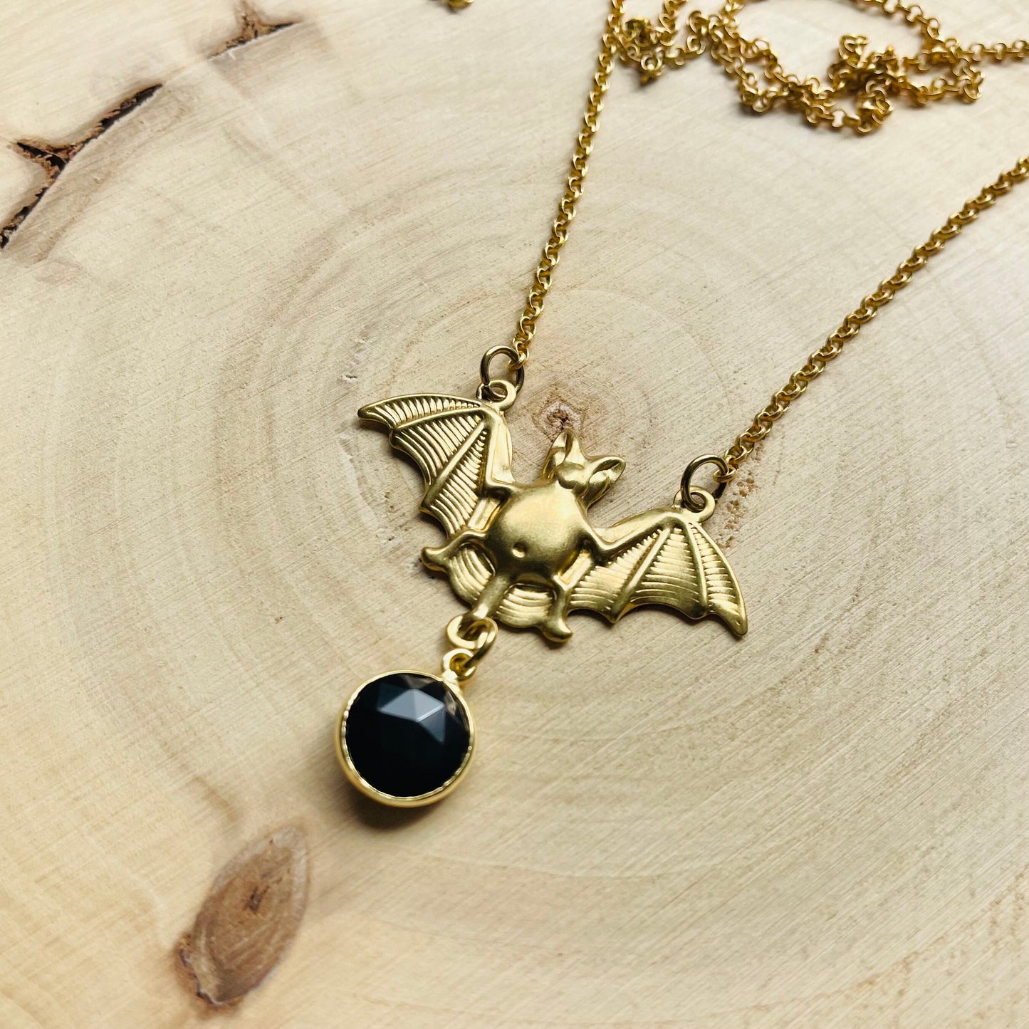Onyx Bat Necklace