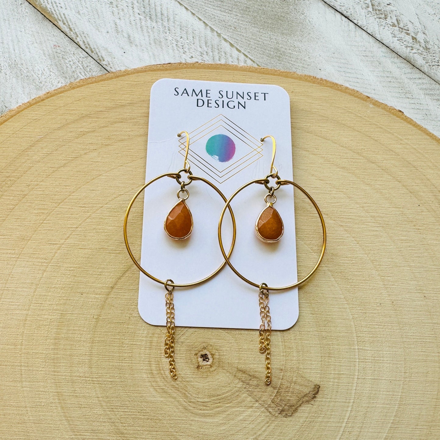 Aventurine Hoop Earrings