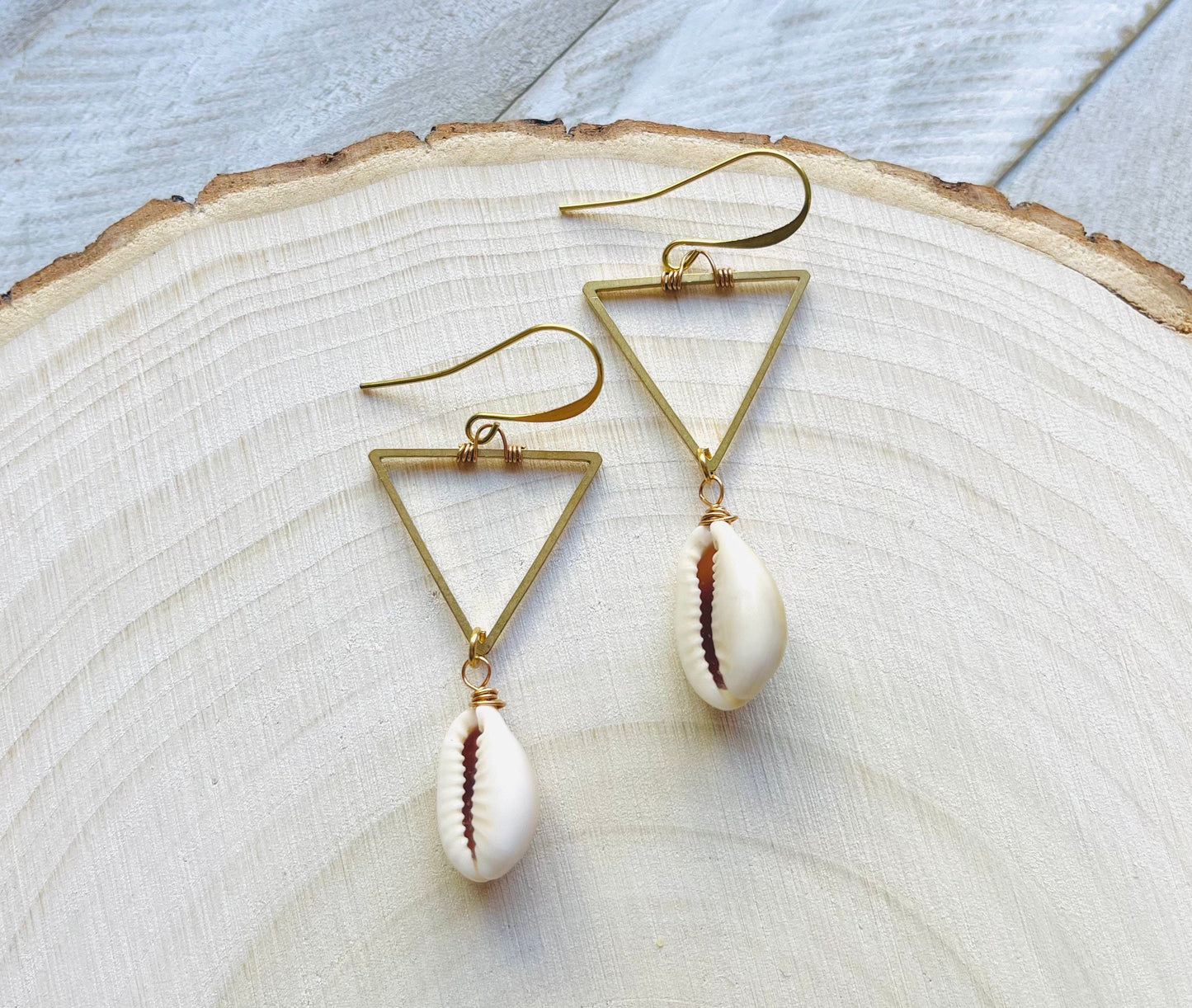 Puka Shell Triangle Earrings