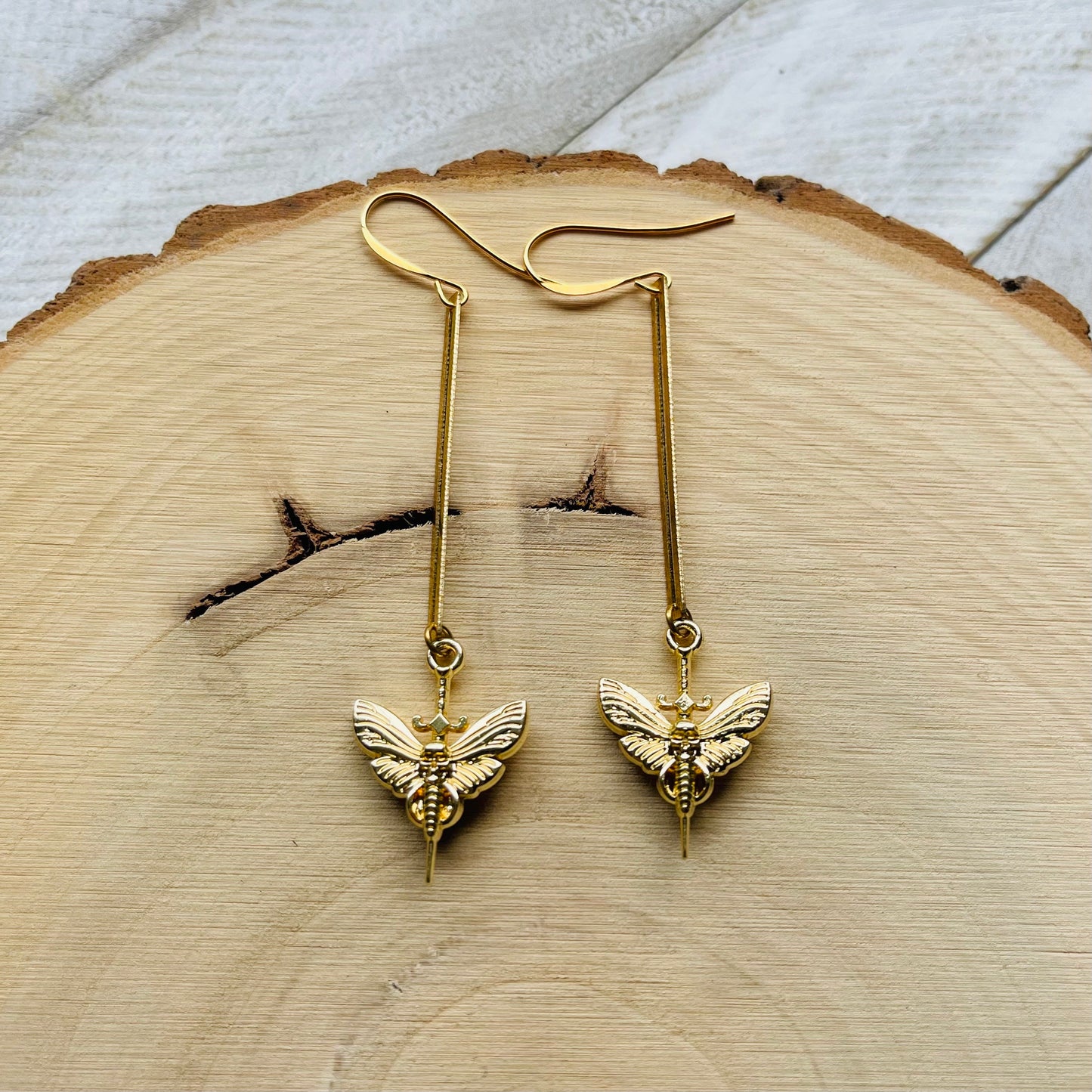 Brass Moth Earrings
