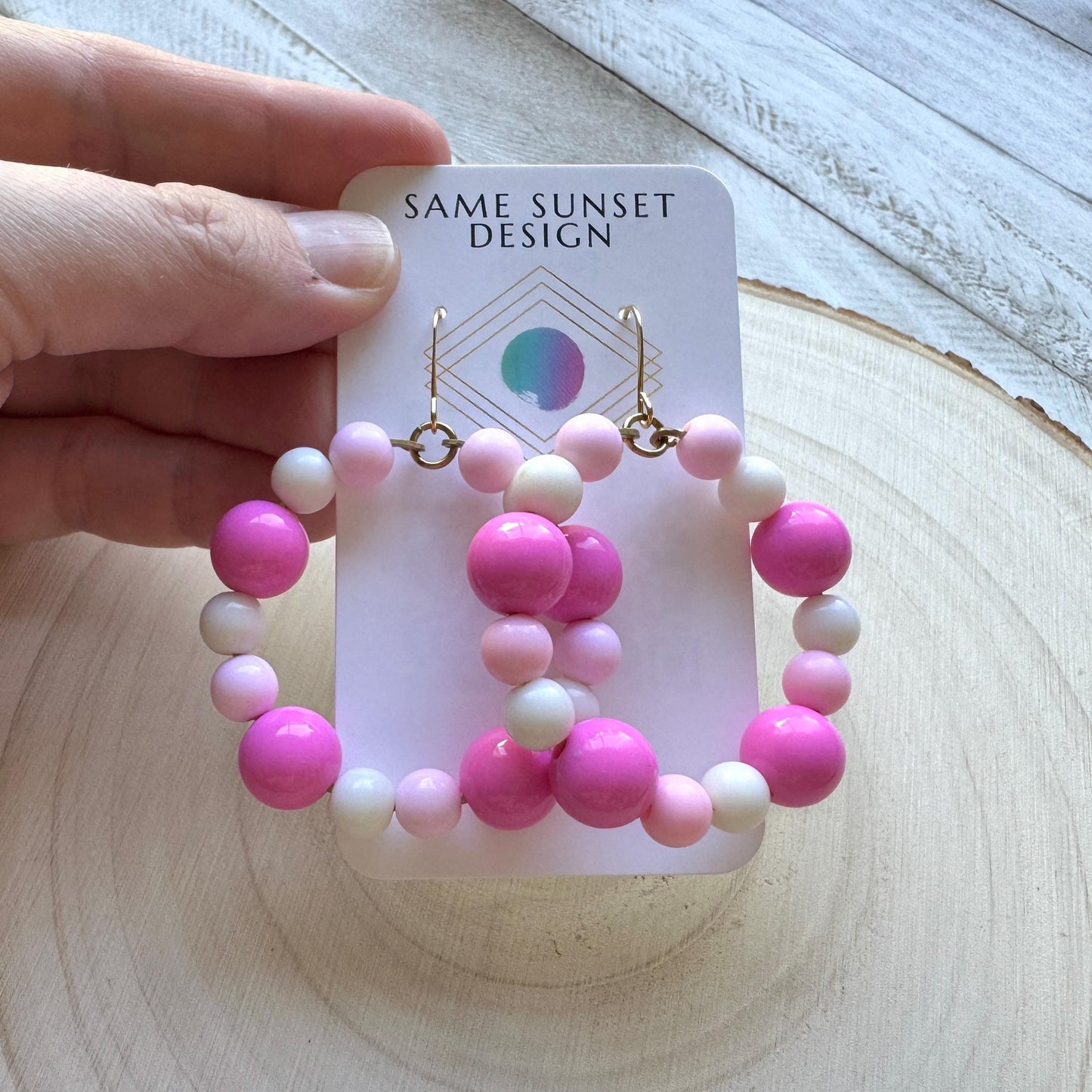 Pastel Bead Hoop Earrings