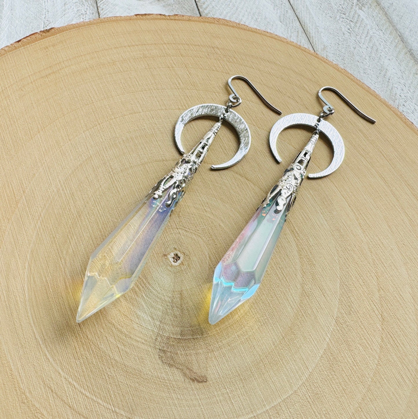 Crescent Moon Crystal Earrings