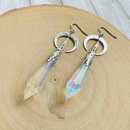 Crescent Moon Crystal Earrings
