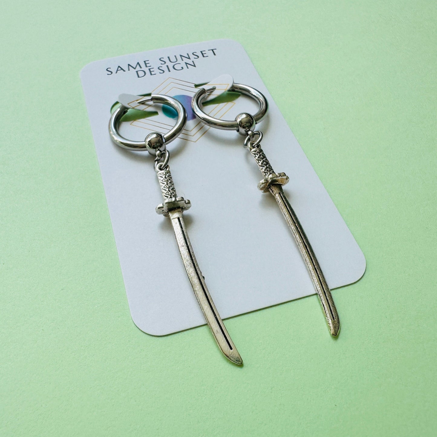 Sword Huggie Hoop Earrings