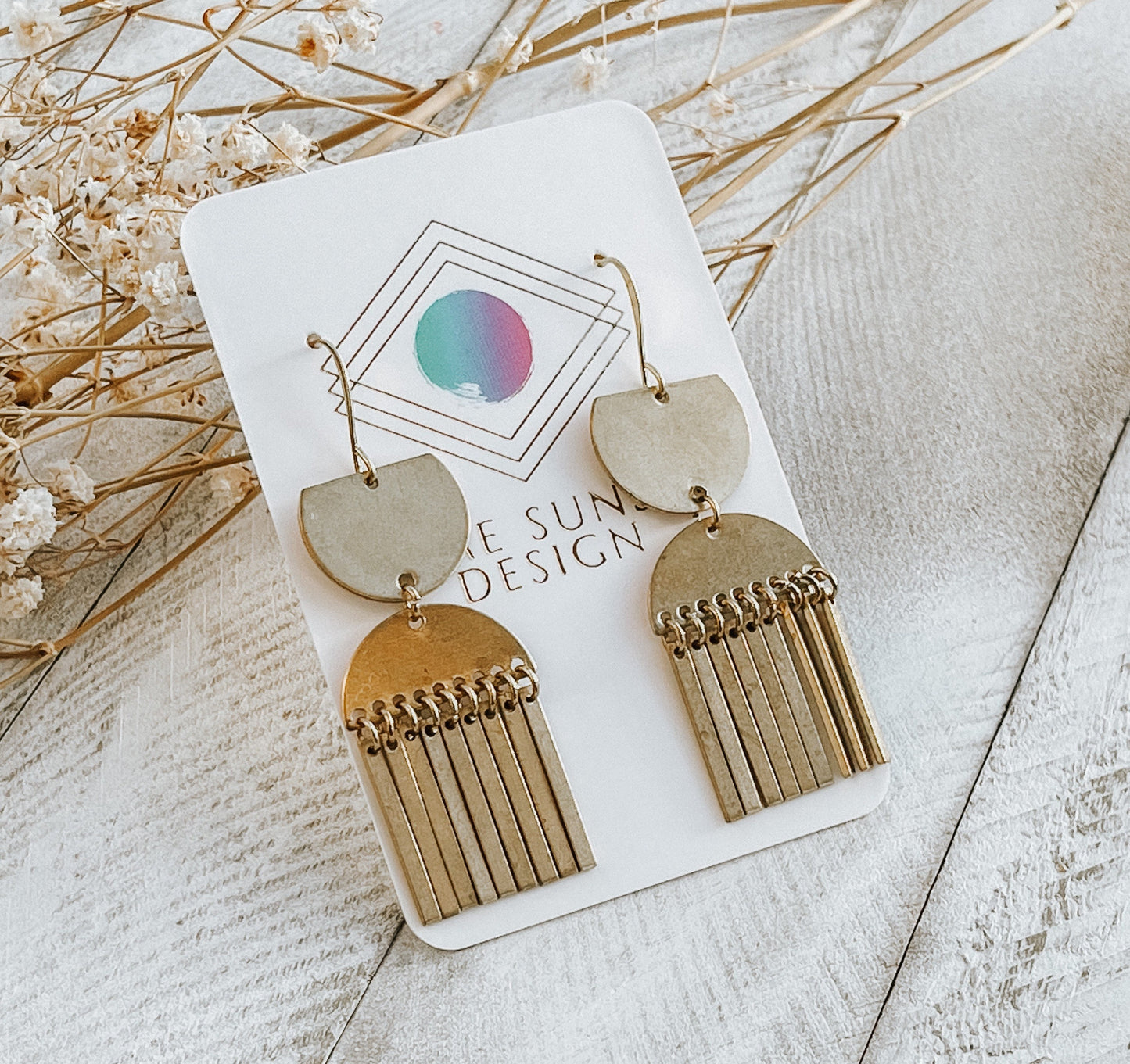 Geometric Brass Fringe Earrings