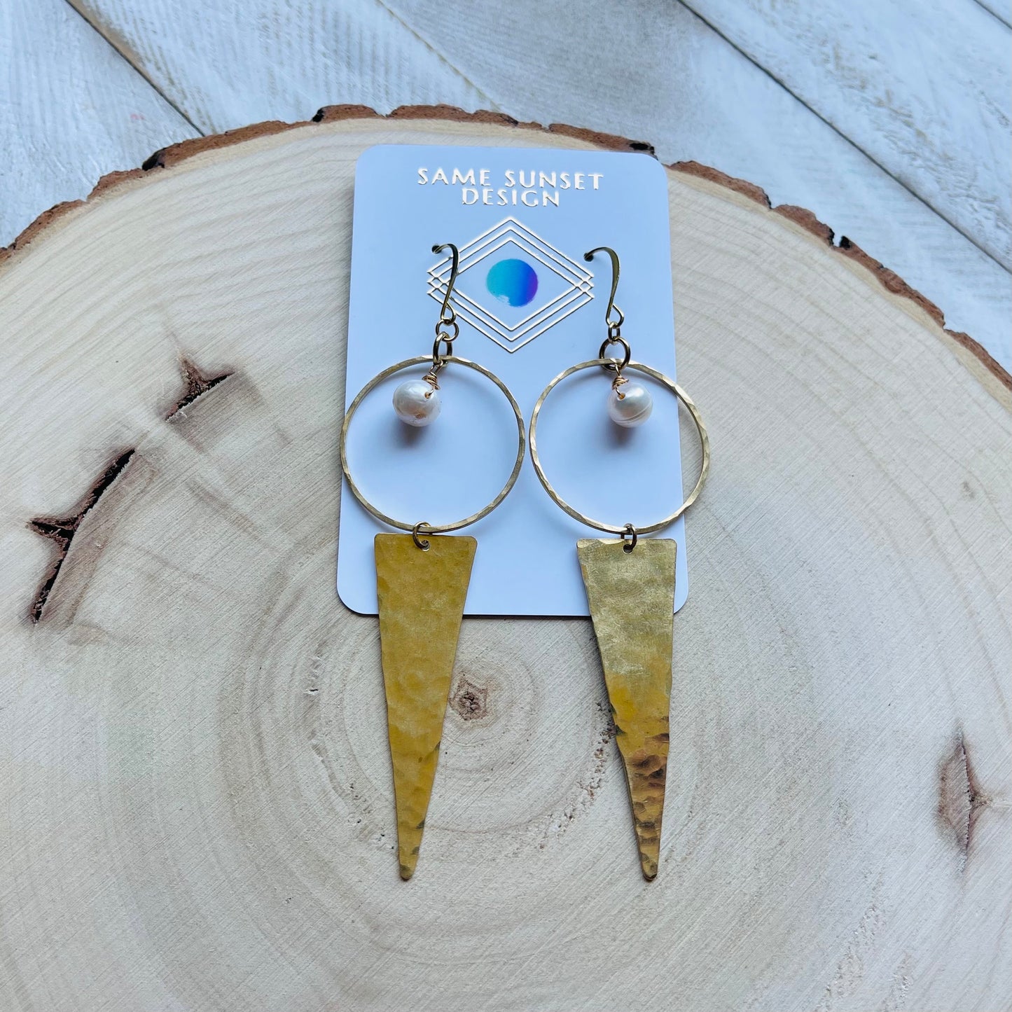 Pearl Triangle Earrings