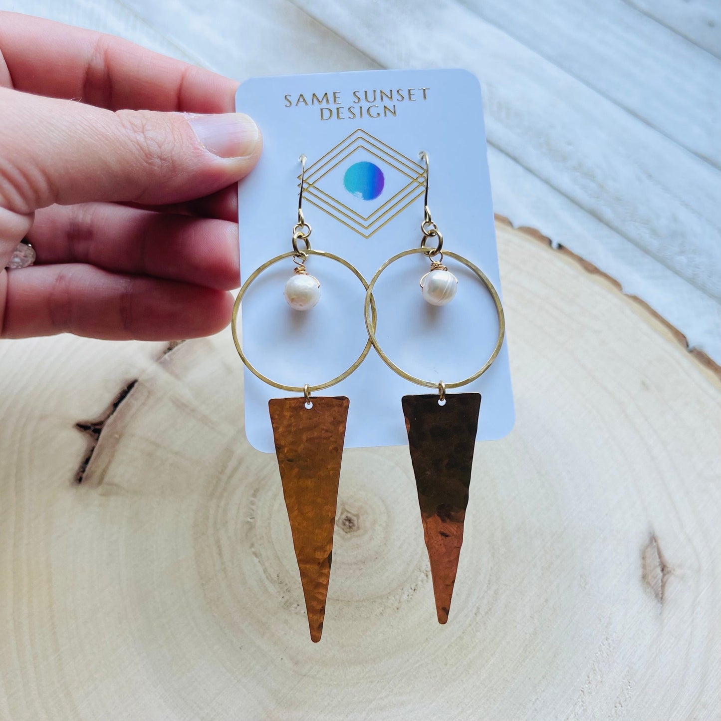 Pearl Triangle Earrings