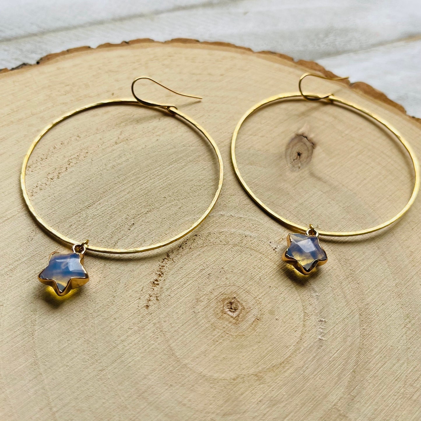 Opalite Star Hoop Earrings