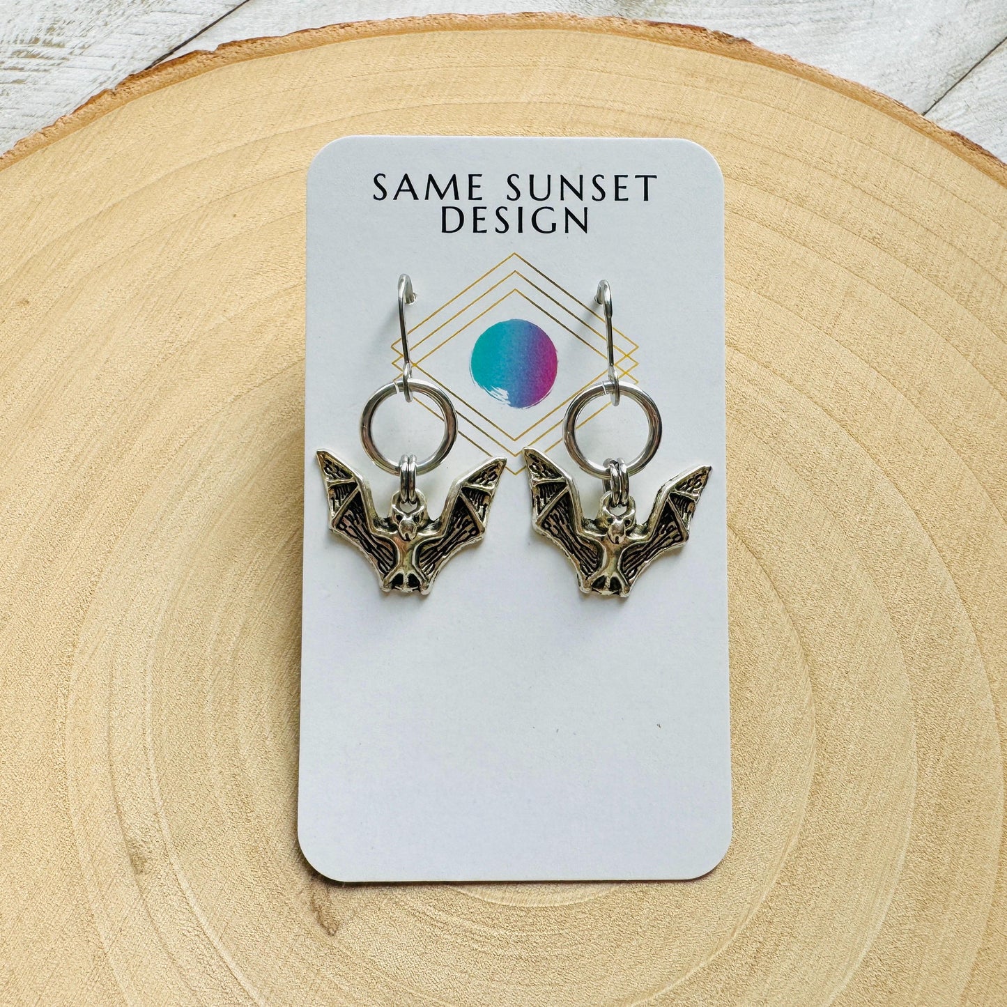 Silver Bat Earrings