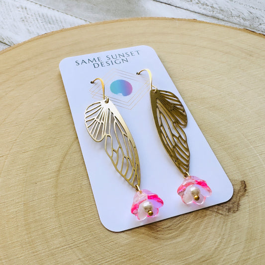 Butterlfy Wing Flower Earrings