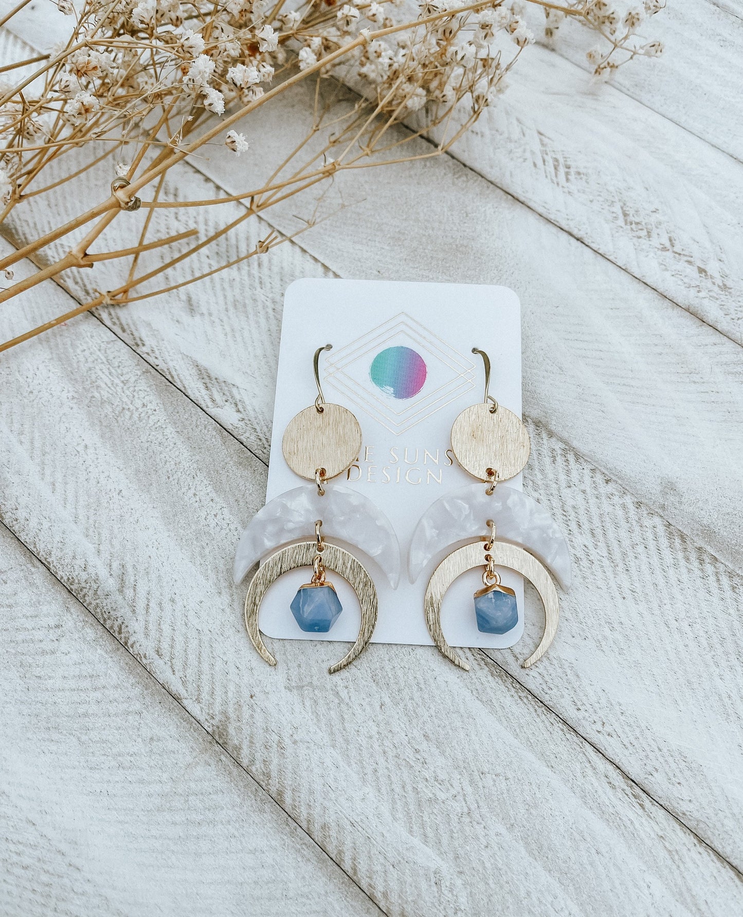 Agate Moon Earrings