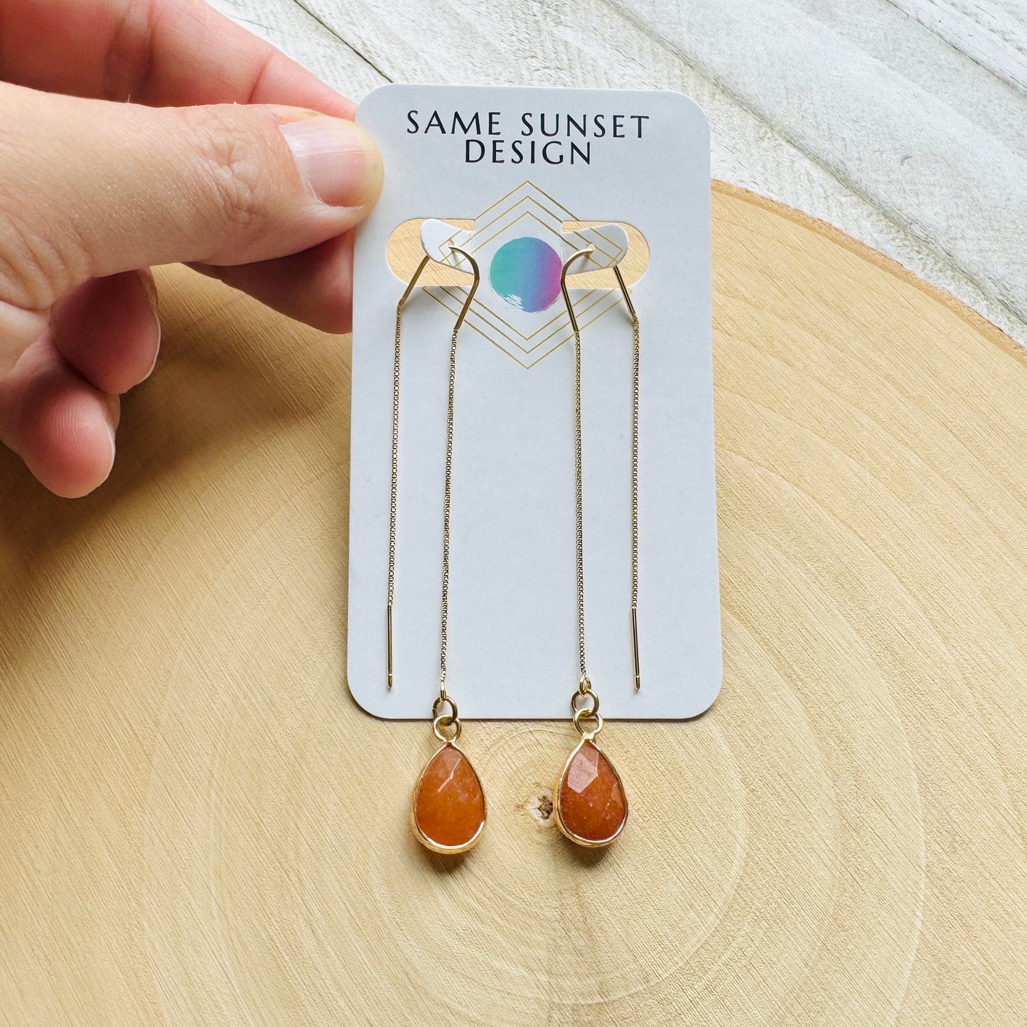 Aventurine Threader Earrings