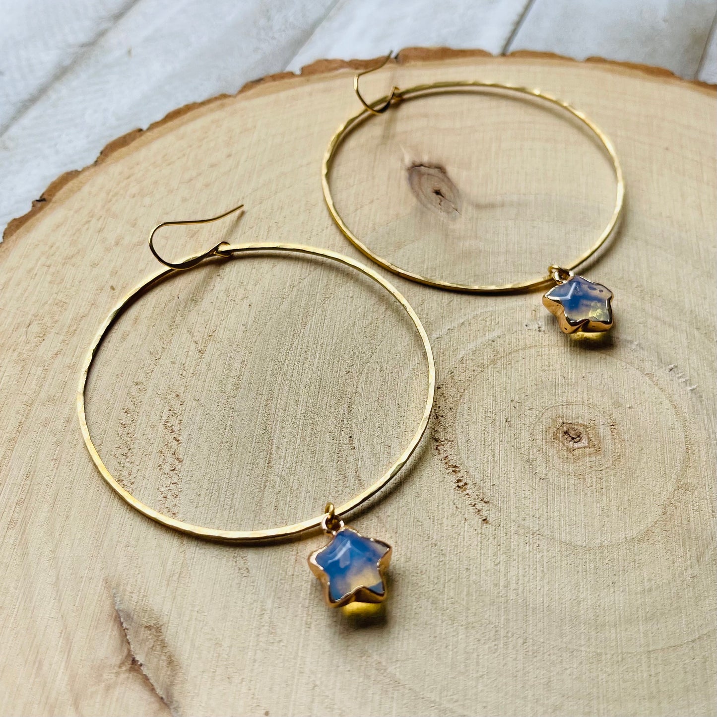 Opalite Star Hoop Earrings