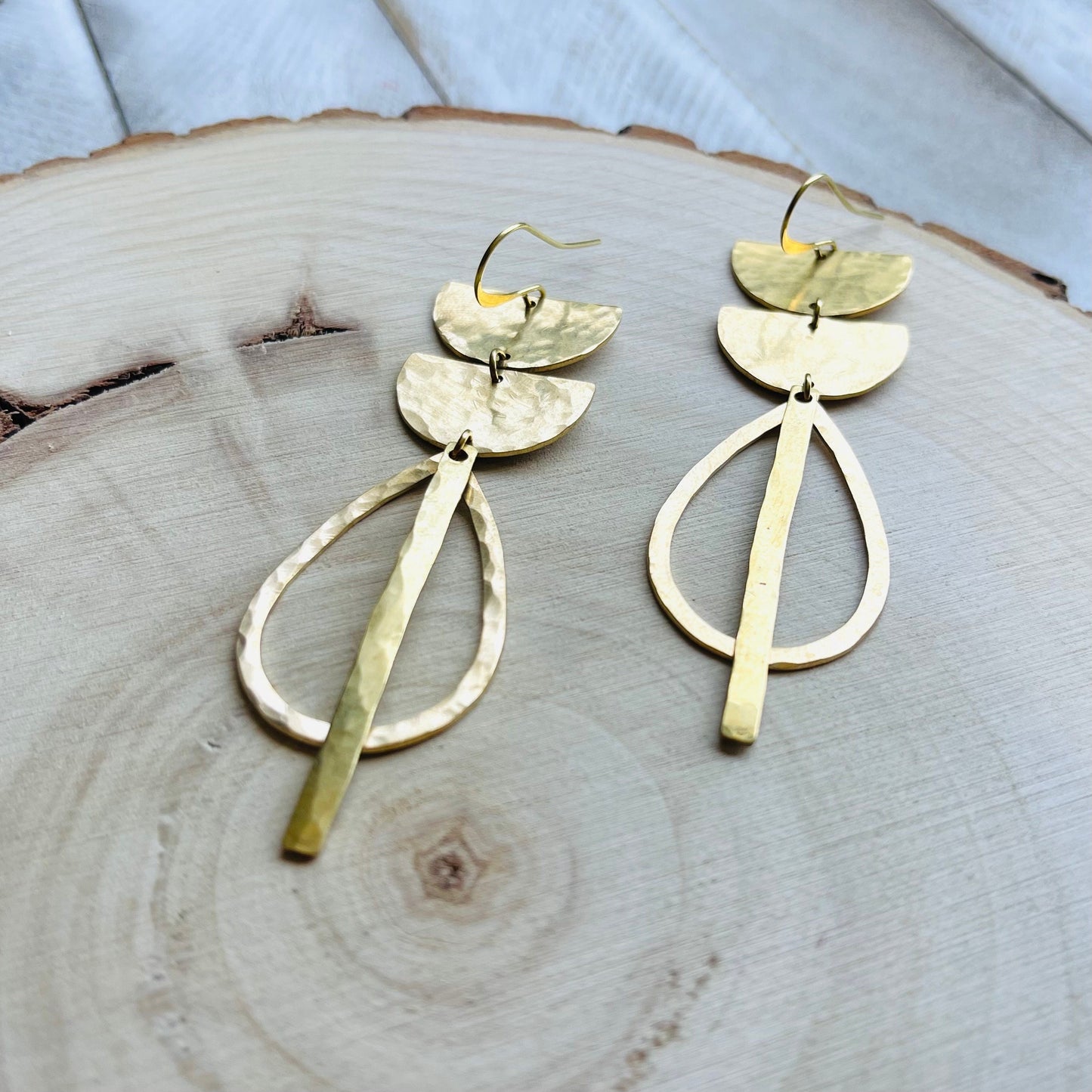 Hammered Brass Boho Earrings