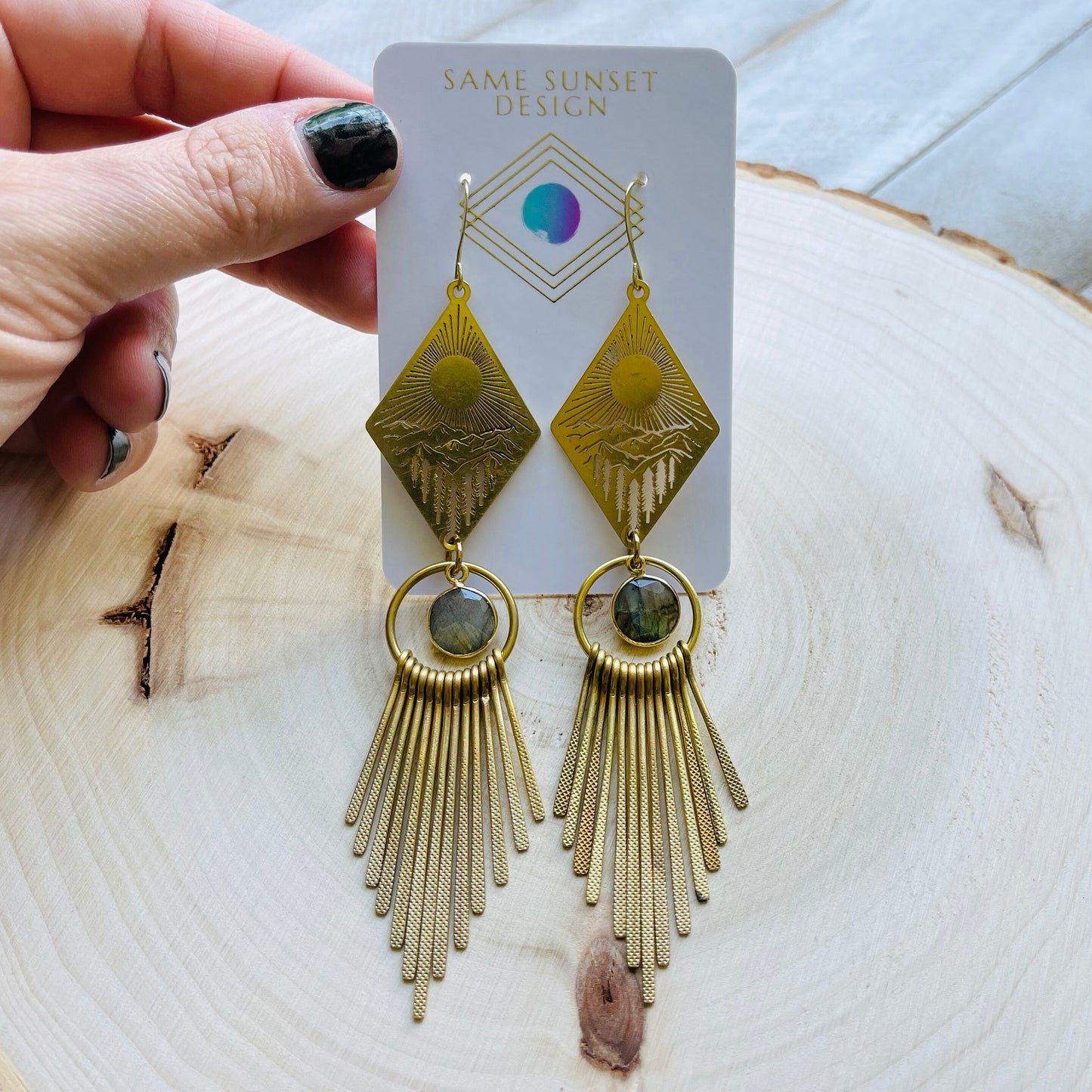 Labradorite Mountain Fringe Earrings