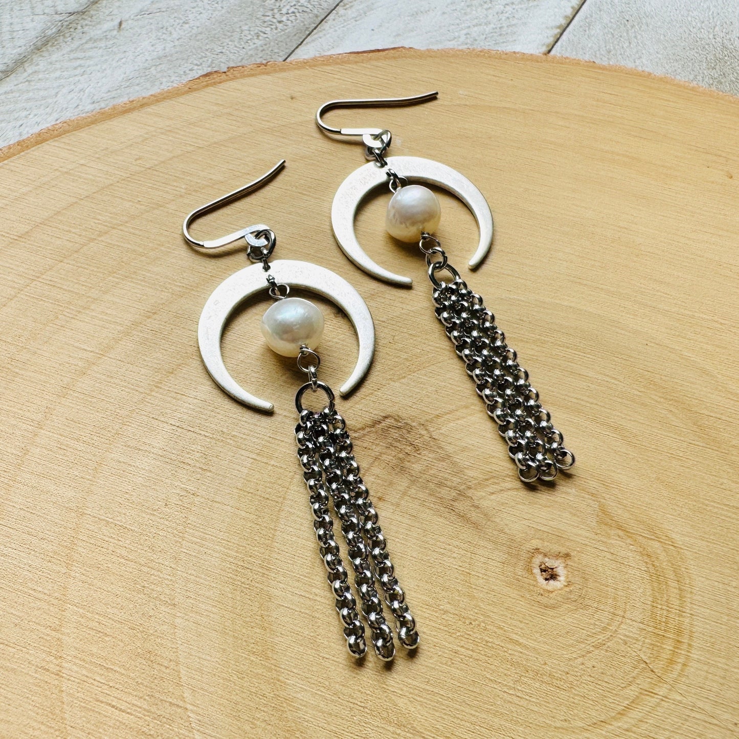 Pearl Moon Earrings