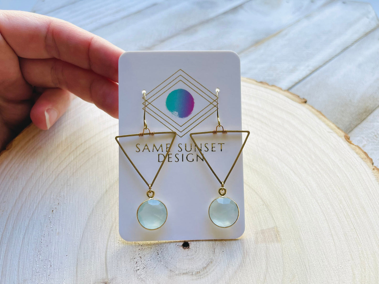 Triangle Chalcedony Earrings