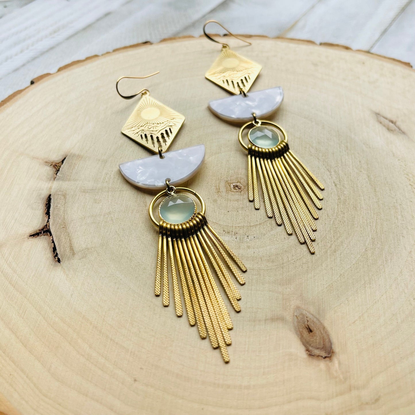 Chalcedony  Mountain Fringe Earrings