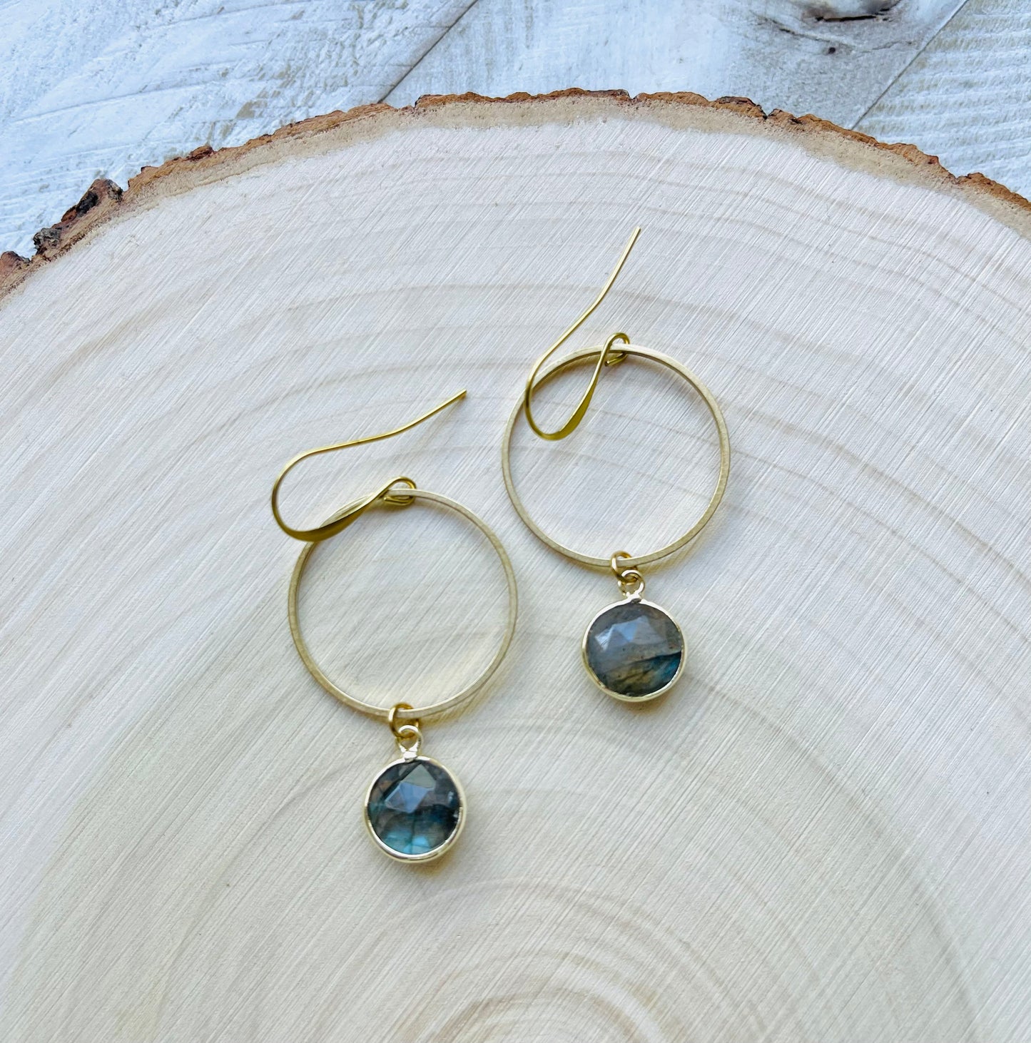 Labradorite Hoop Earrings
