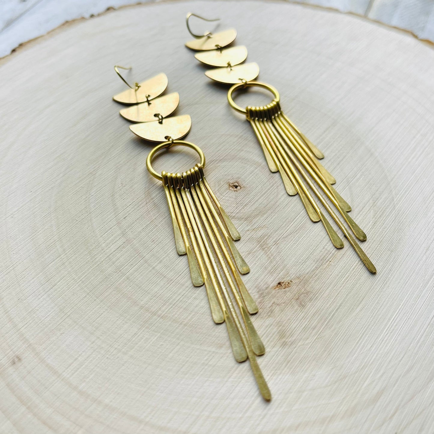 Geometric Brass Fringe Earrings