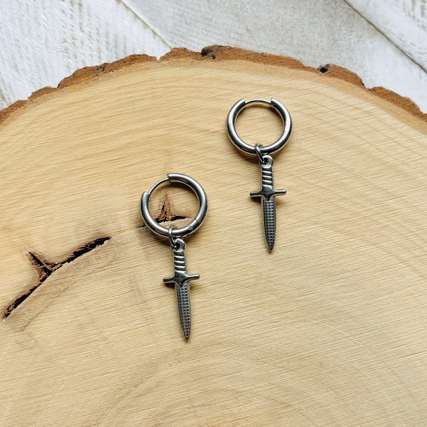 Dagger Huggie Hoop Earrings
