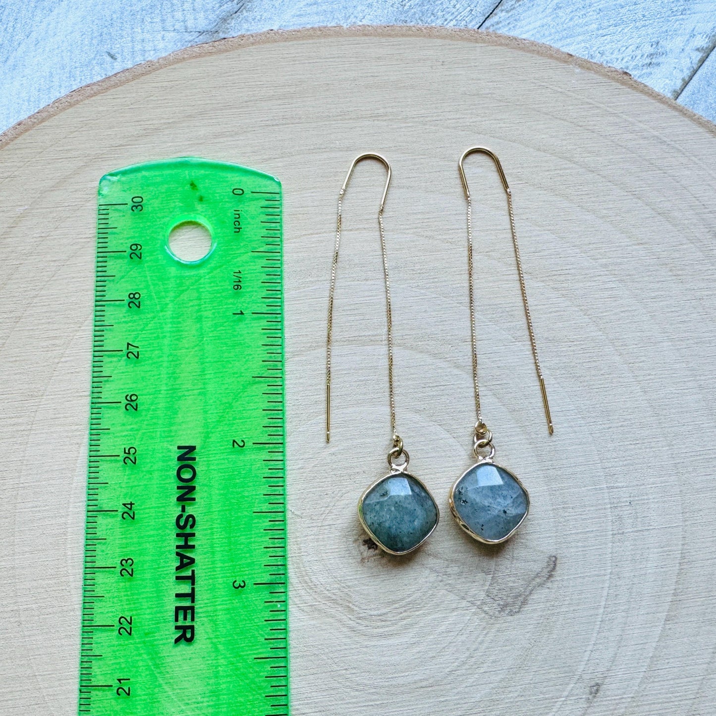Labradorite Threader Earrings