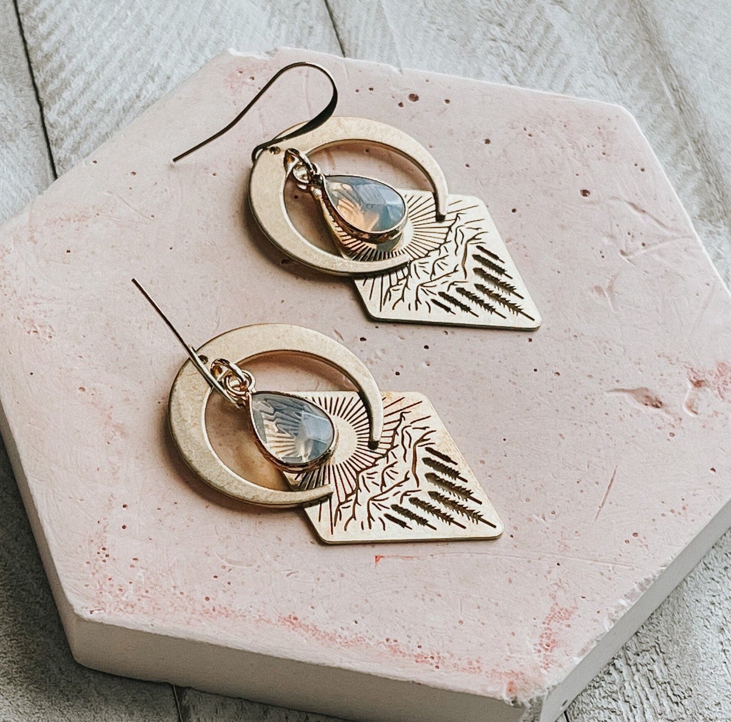 Opalite Mountain Moon Earrings