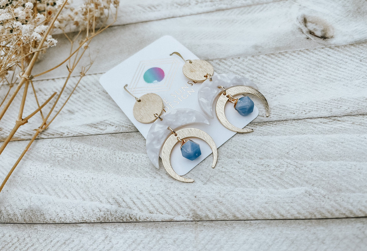 Agate Moon Earrings