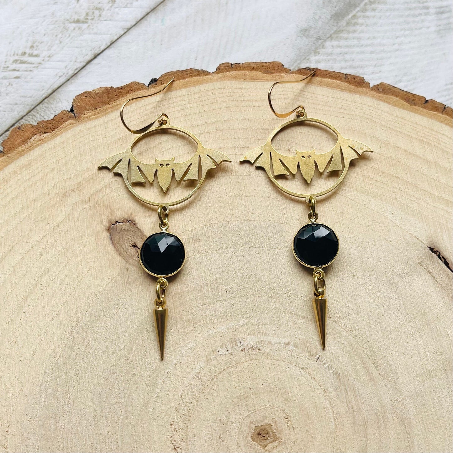 Onyx Bat Earrings