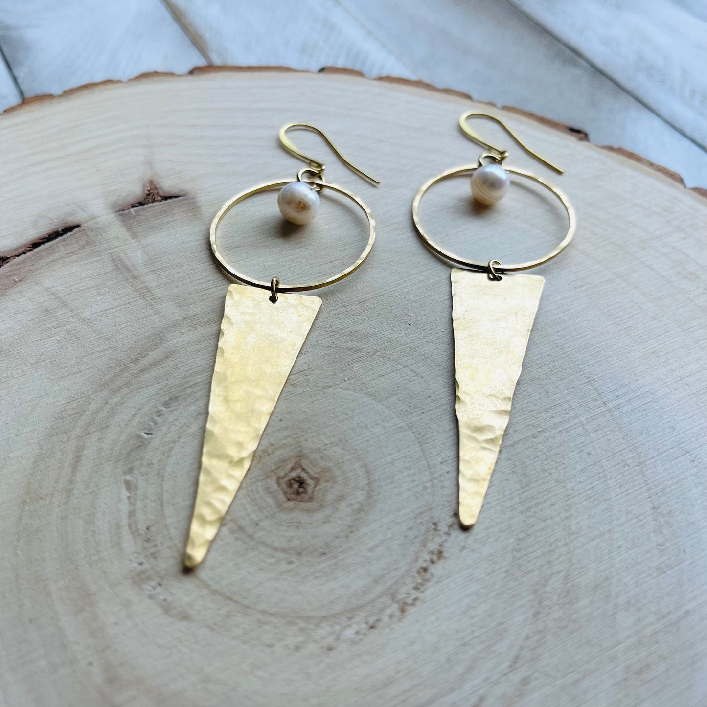 Pearl Triangle Earrings