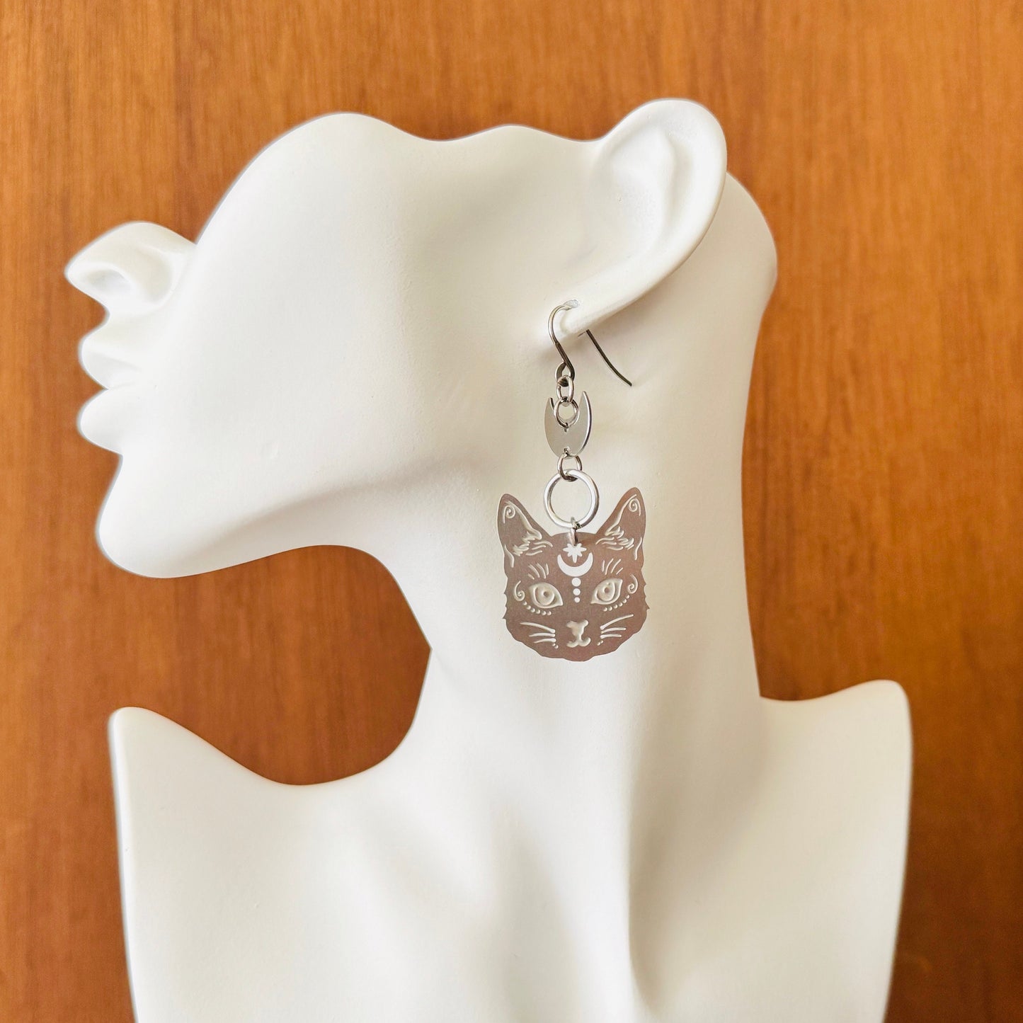 Stainless Steel Cat Earrings