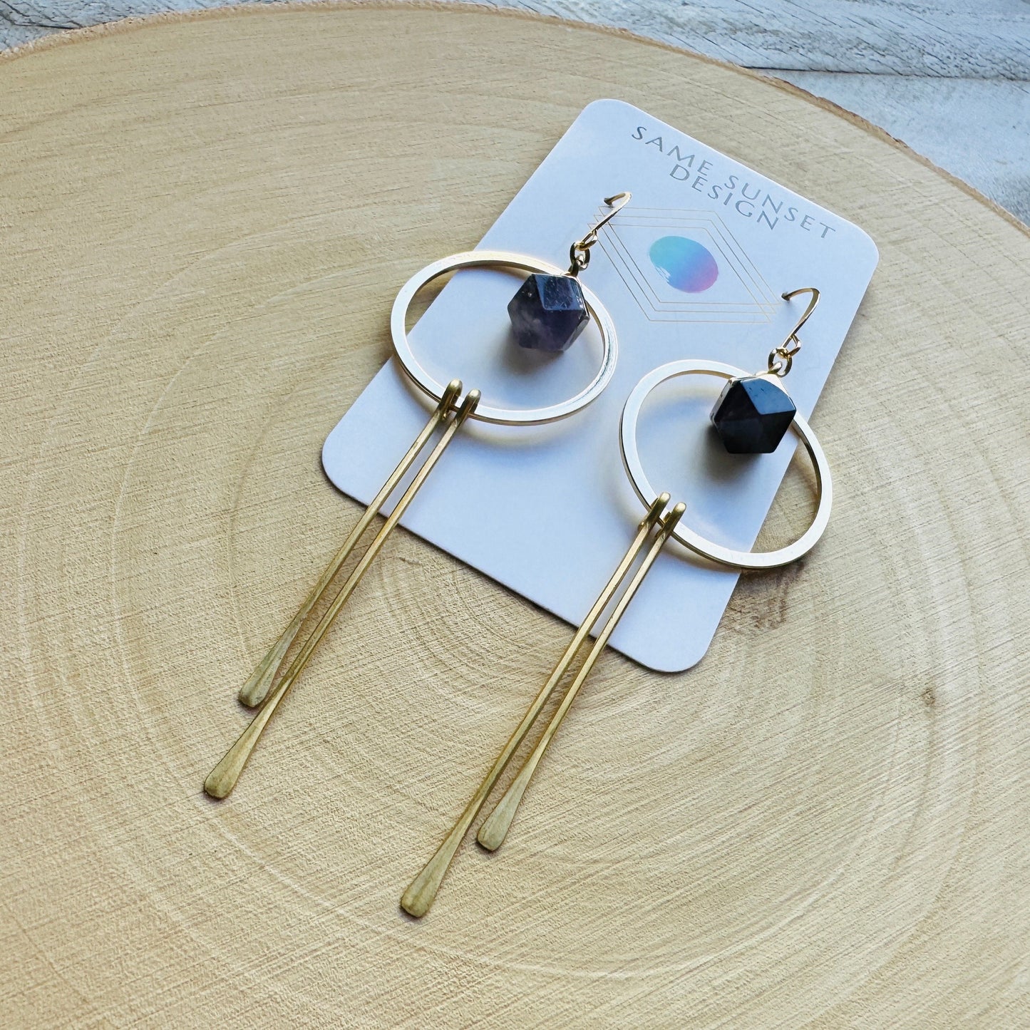 Amethyst Hoop Fringe Earrings