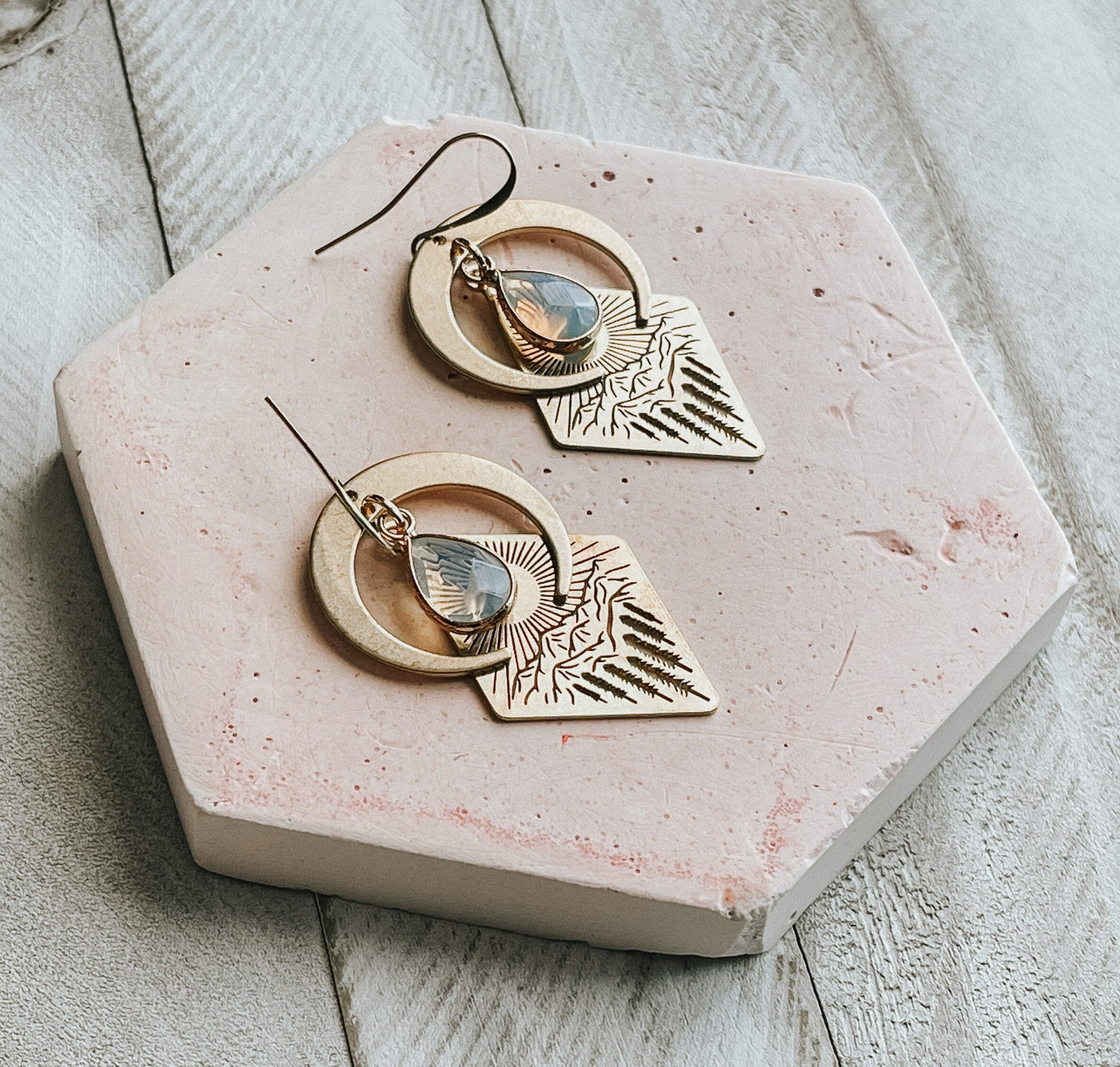 Opalite Mountain Moon Earrings