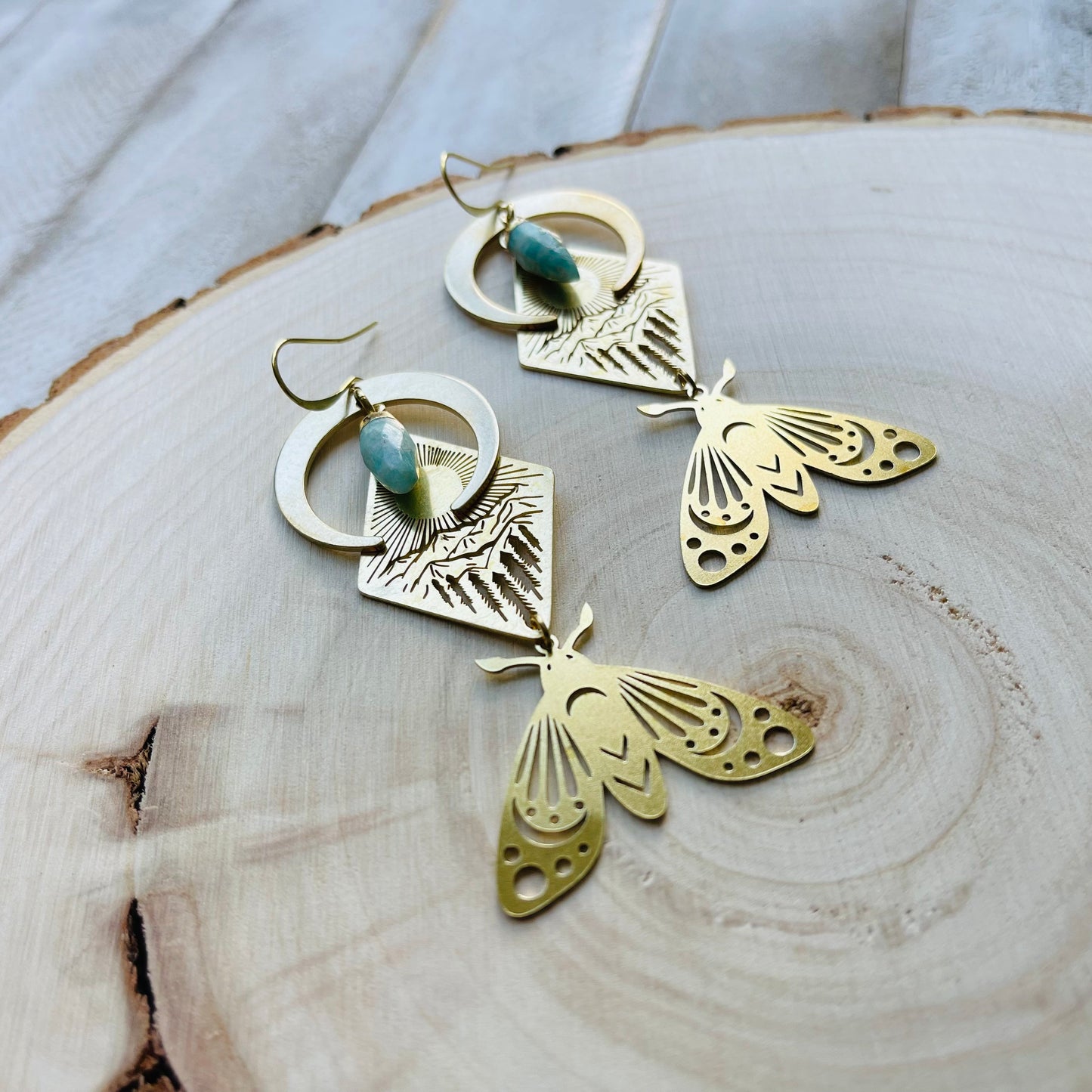 Aventurine Moth Earrings