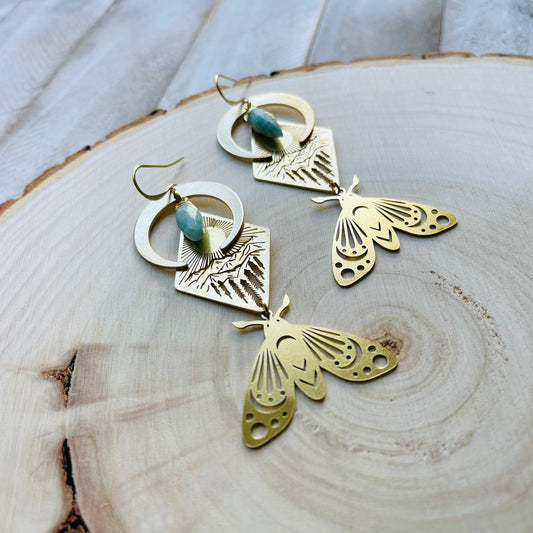 Aventurine Moth Earrings