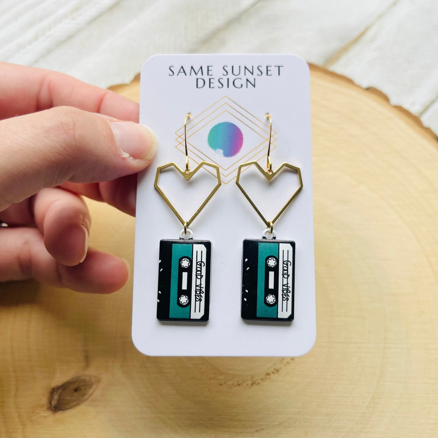 Cassette Tape Heart Earrings