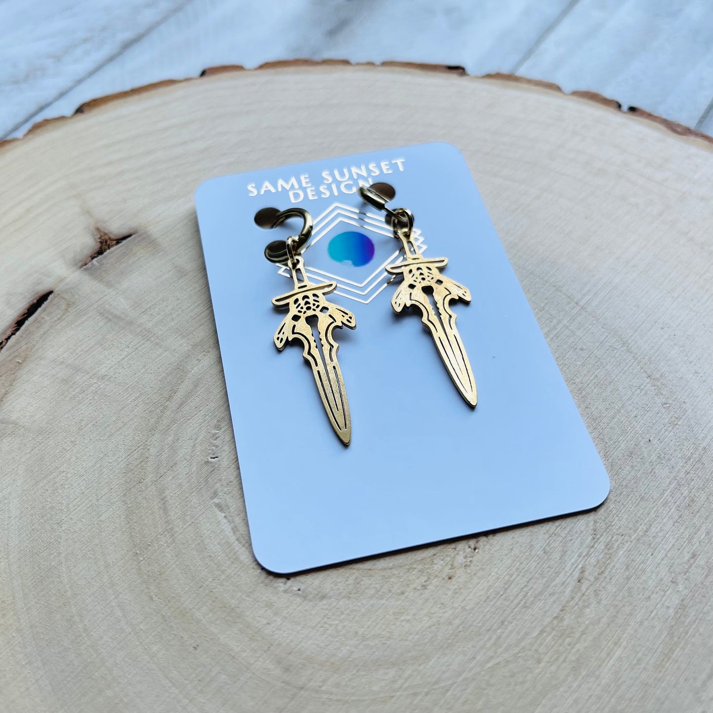 Dagger Huggie Hoop Earrings