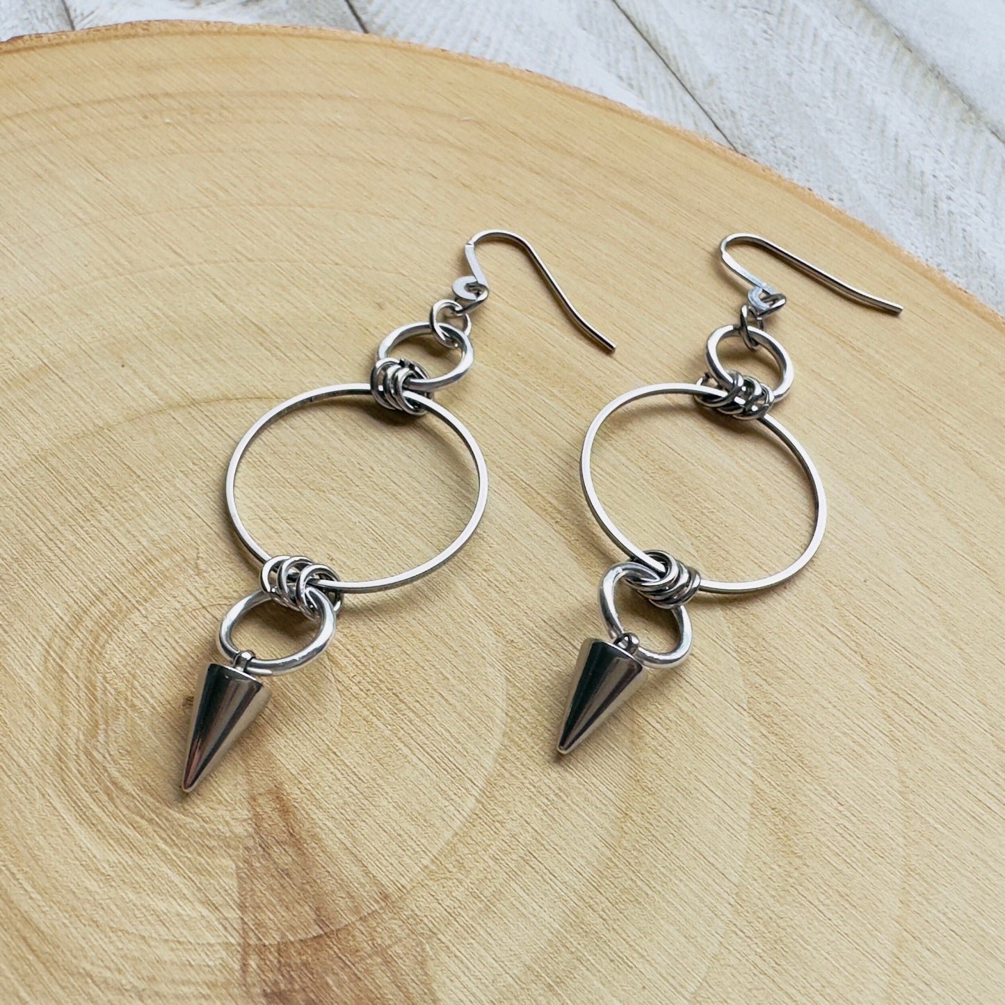 Stainless Steel Spike Earrings