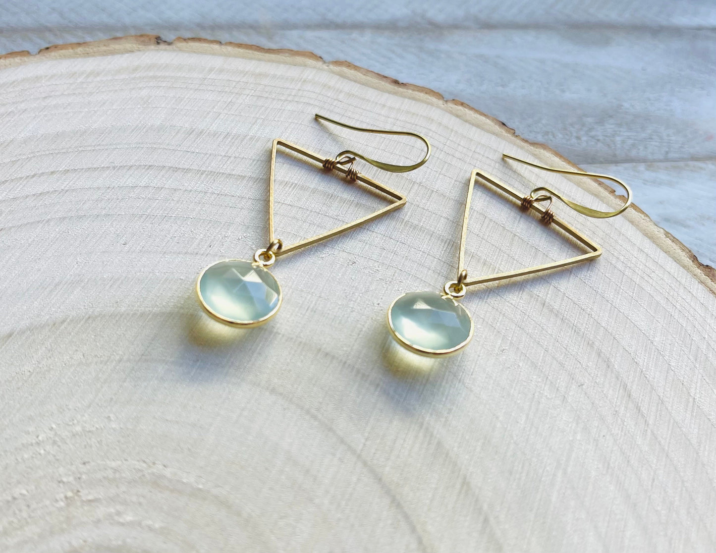 Triangle Chalcedony Earrings