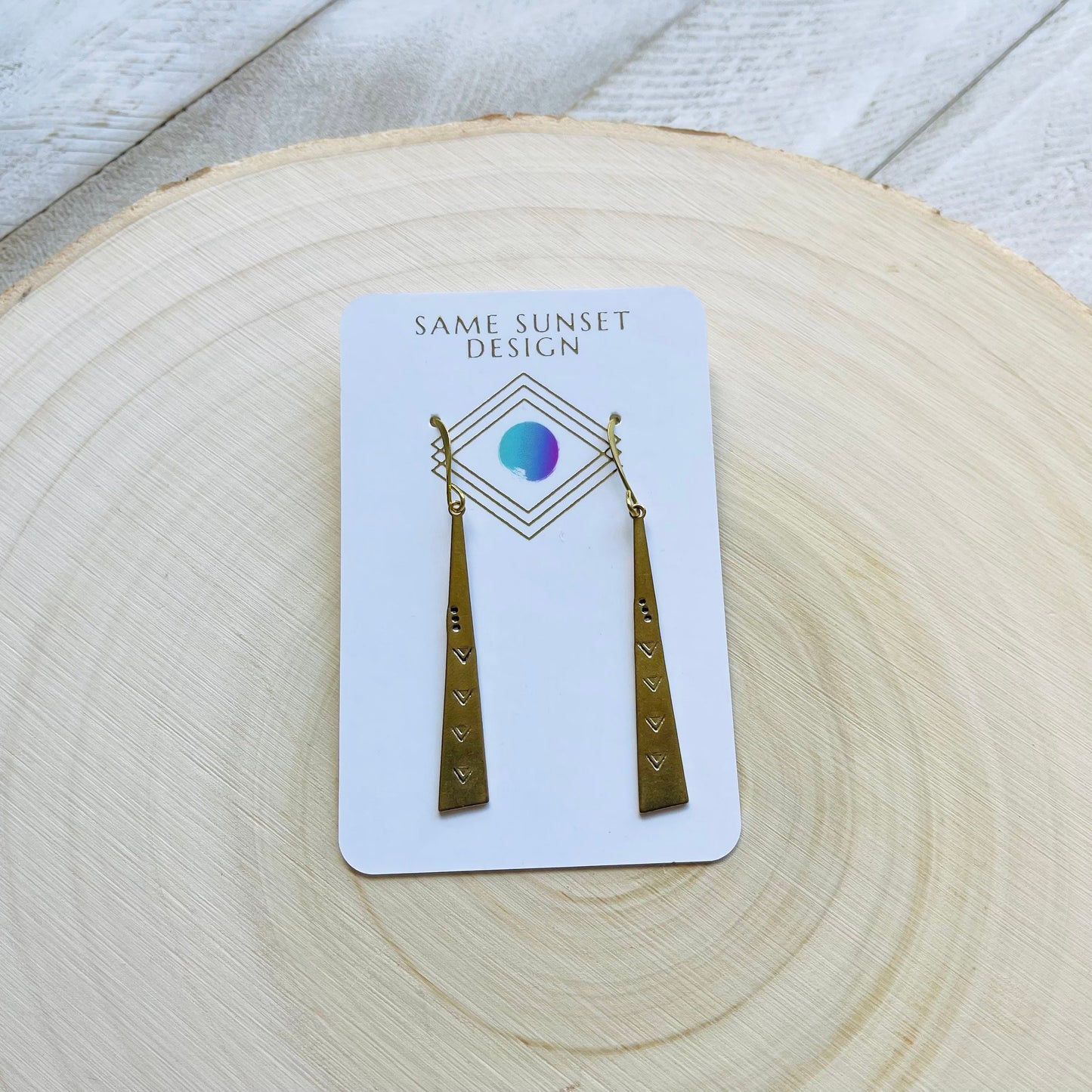 Stamped Brass Geometric Earrings