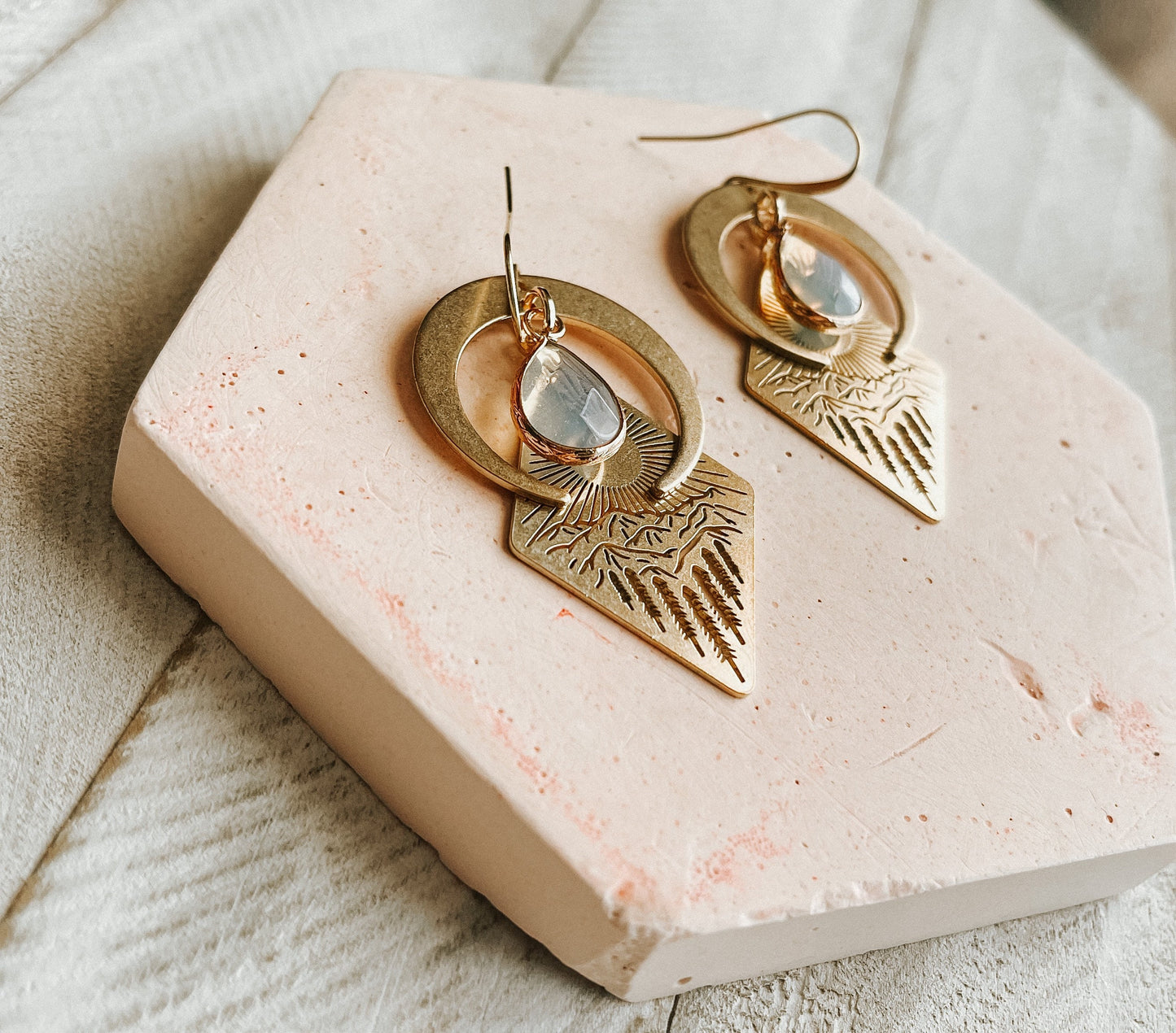 Opalite Mountain Moon Earrings