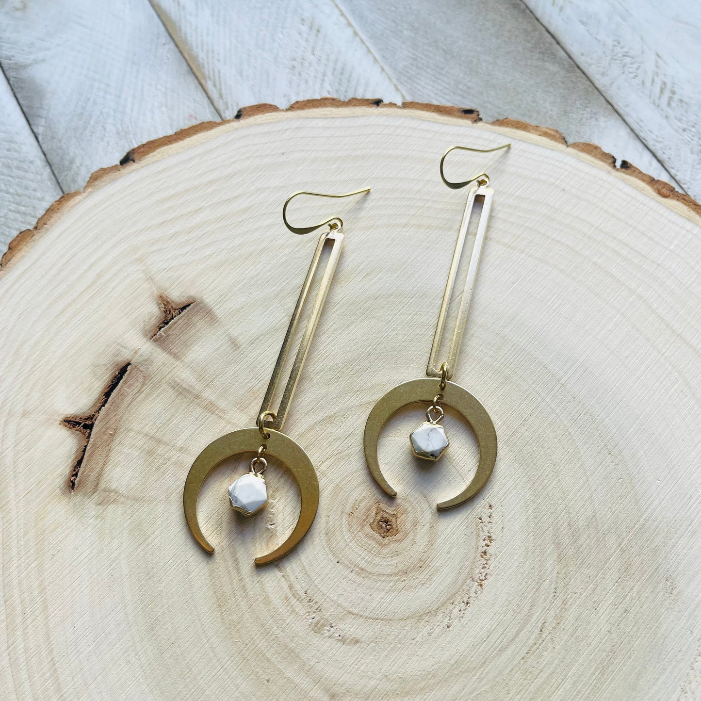 Howlite Moon Earrings